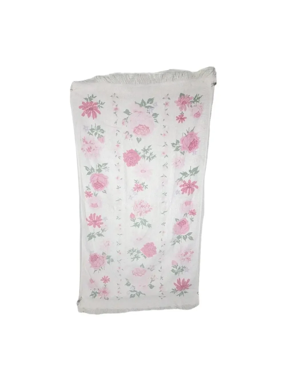 Set of 2 1960s Rose Print Bath Towel 100% Cotton Retro Vintage Bathroom Pinup